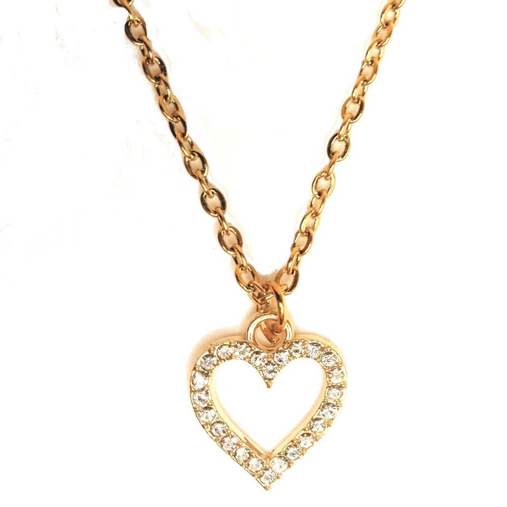 Rhinestone Heart Pendant Necklace, Heart Pendant Necklace, Rhinestone Necklace